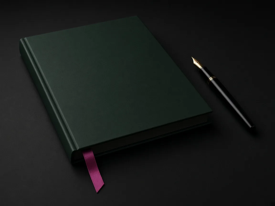 A printed report page on a dark desk, text blurred.